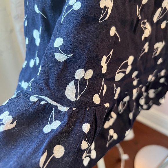 Sunday Best Blue and White Cherry Patterned Wrap Skirt - Picture 5 of 5